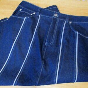 Avec Les Filles Denim Pencil Skirt Size 14 Piped Seam Accents NWT